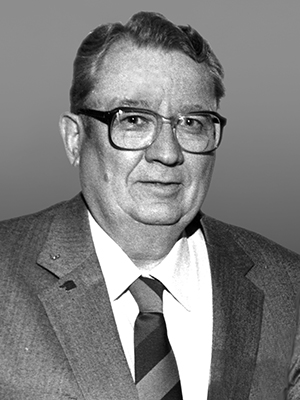 Black and white photo of Conrad Aas